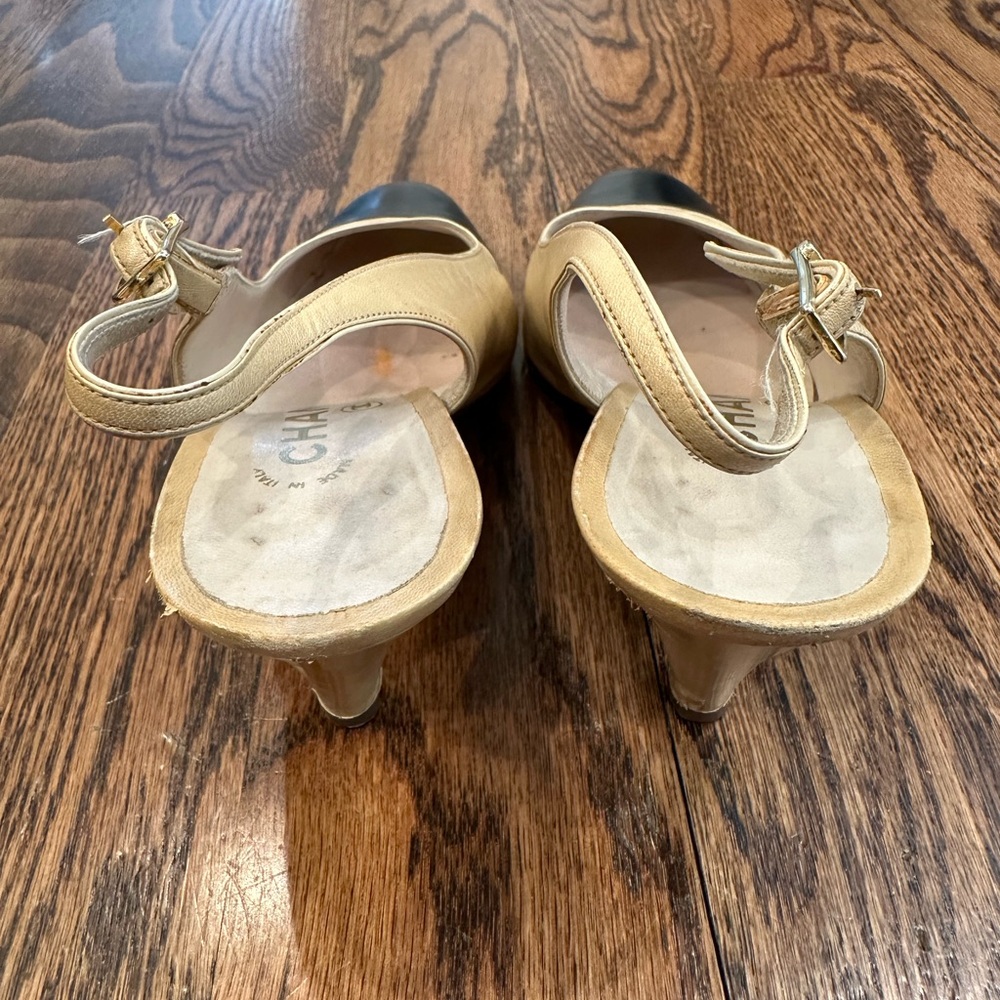 Chanel vintage classic sling back leather pumps heels with original box base - Picture 8 of 10